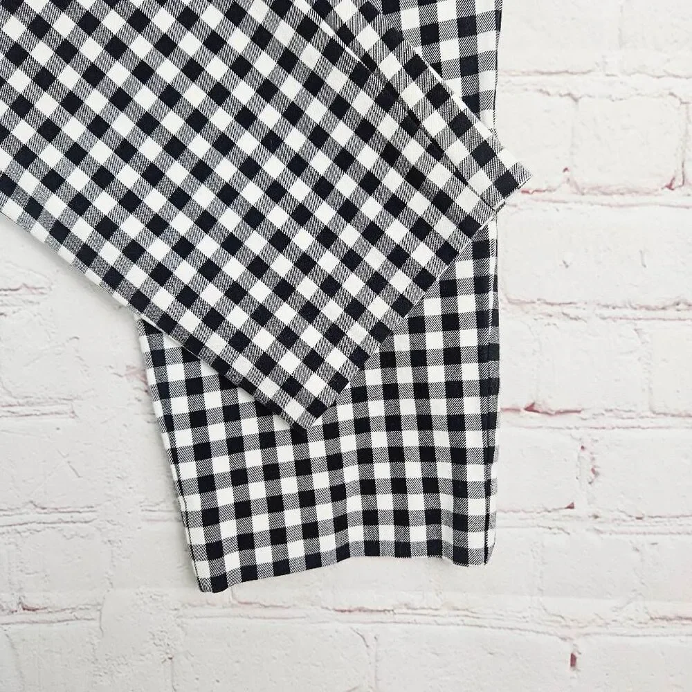 TALBOTS Petites Hampshire Ankle Black & White Gingham Check Plaid Print Pant 10P